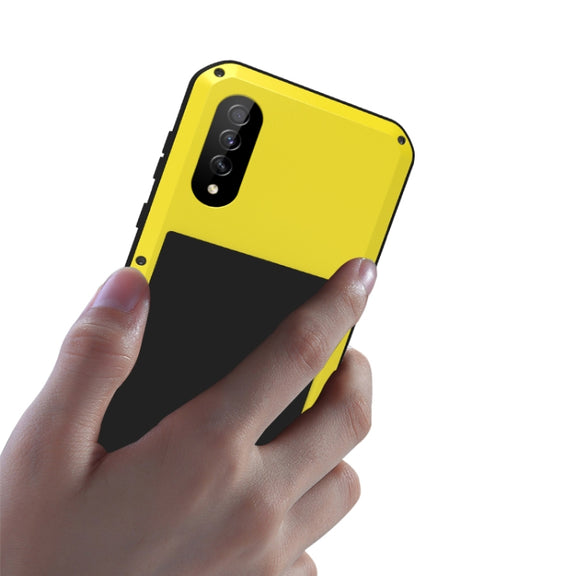 For Galaxy A50s LOVE MEI Metal Shockproof Water-resistant Dustproof Protective Case(Yellow)