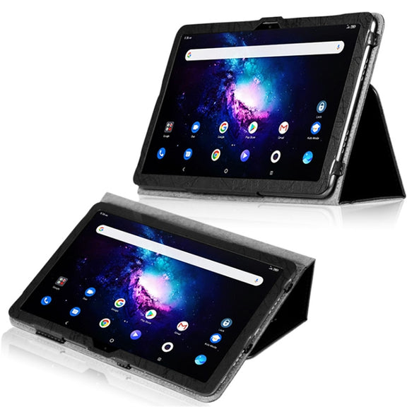For TCL 10 TabMax 4G Printed Leather Tablet Case with Holder(Black)