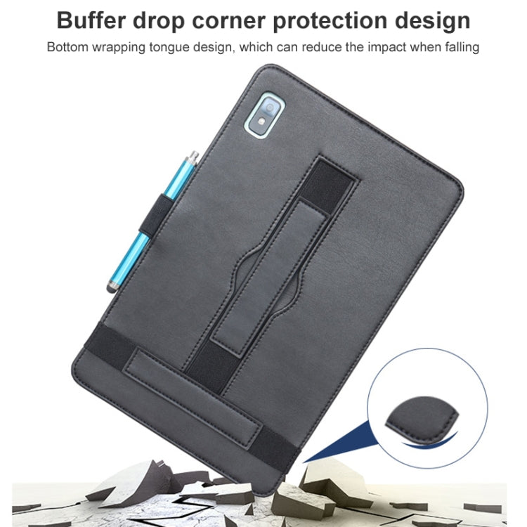For TCL 10 TabMax 4G Detachable Horizontal Flip Leather Case with Holder & Bandage(Black)