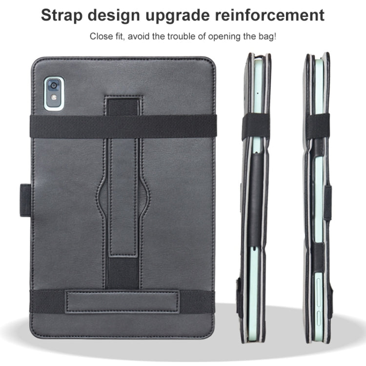 For TCL 10 TabMax 4G Detachable Horizontal Flip Leather Case with Holder & Bandage(Black)
