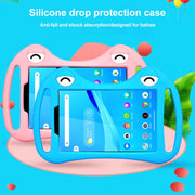 For TCL Tab 8 4G Cartoon Silicone Shockproof Protective Tablet Case with Stand & Handheld(Blue)