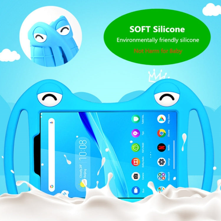 For TCL Tab 8 4G Cartoon Silicone Shockproof Protective Tablet Case with Stand & Handheld(Blue)