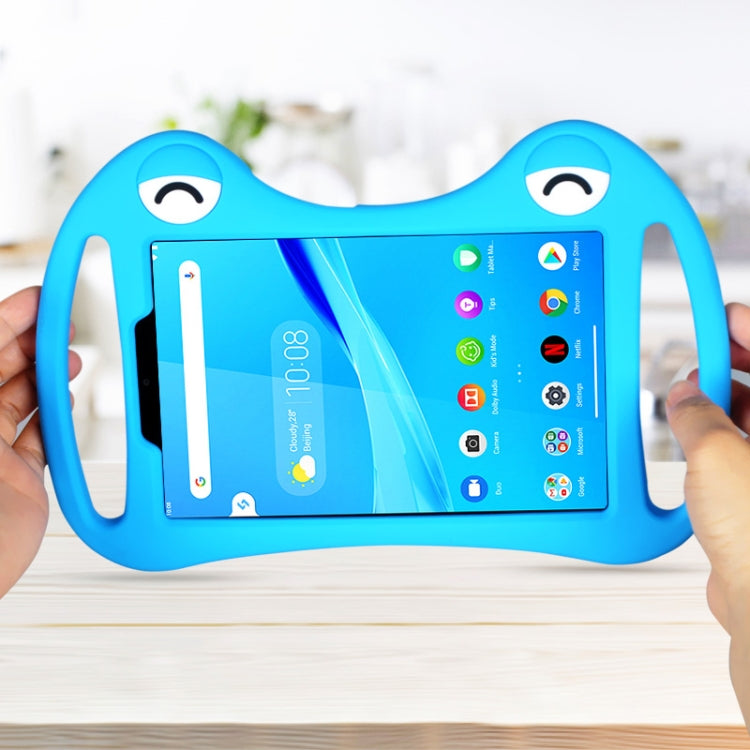 For TCL Tab 8 4G Cartoon Silicone Shockproof Protective Tablet Case with Stand & Handheld(Blue)