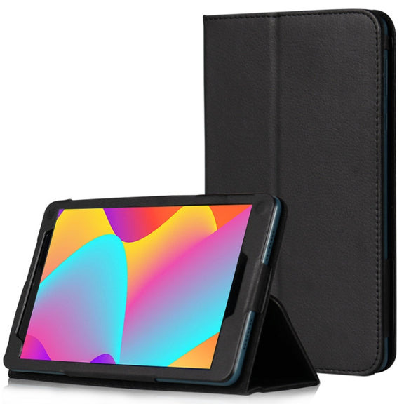 For TCL Tab 8 Litchi Texture Tablet Leather Case with Holder(Black)