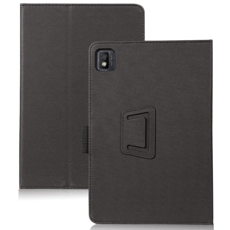 For TCL NxtPaper 10s Skin Texture Leather Tablet Case with Holder(Black)