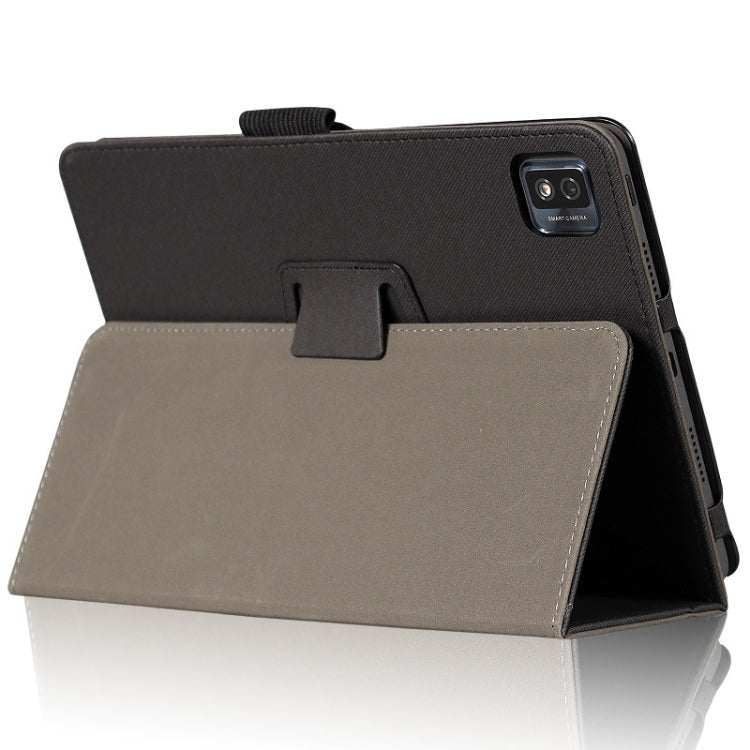 For TCL NxtPaper 10s Skin Texture Leather Tablet Case with Holder(Black)