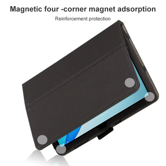 For TCL NxtPaper 10s Skin Texture Leather Tablet Case with Holder(Black)