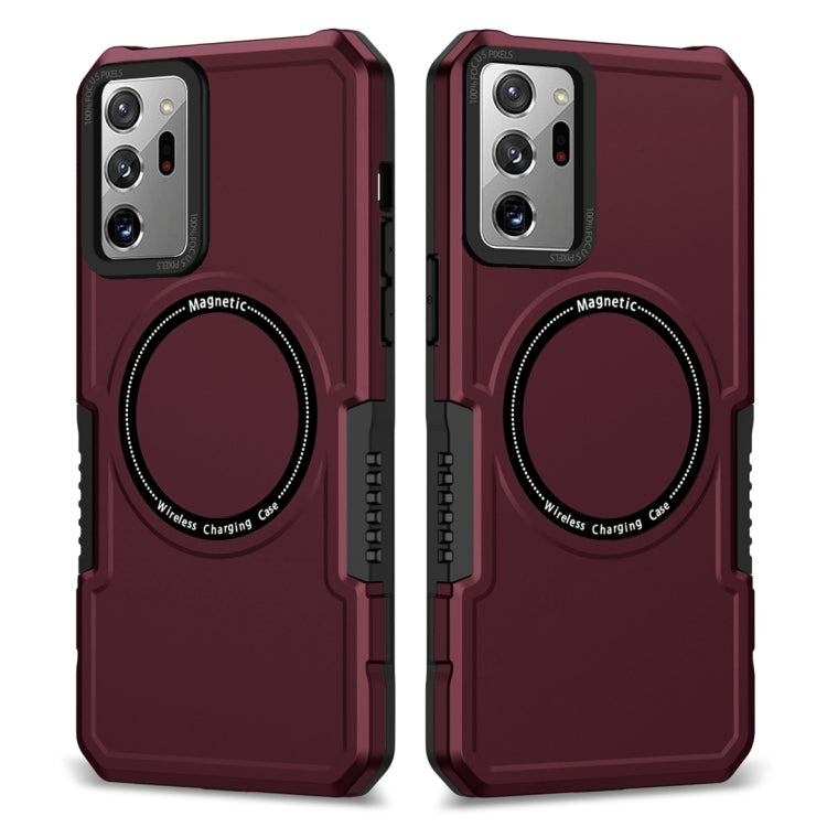 For Samsung Galaxy Note20 Ultra MagSafe Shockproof Armor Phone Case(Wine Red)