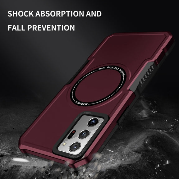 For Samsung Galaxy Note20 Ultra MagSafe Shockproof Armor Phone Case(Wine Red)
