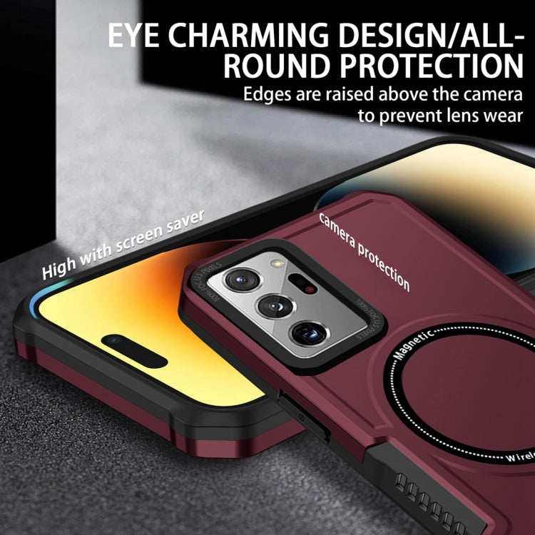 For Samsung Galaxy Note20 Ultra MagSafe Shockproof Armor Phone Case(Wine Red)