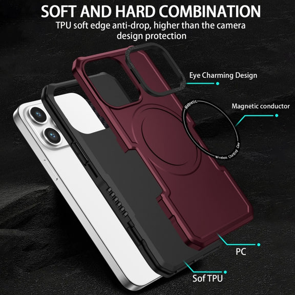 For Samsung Galaxy Note20 Ultra MagSafe Shockproof Armor Phone Case(Wine Red)