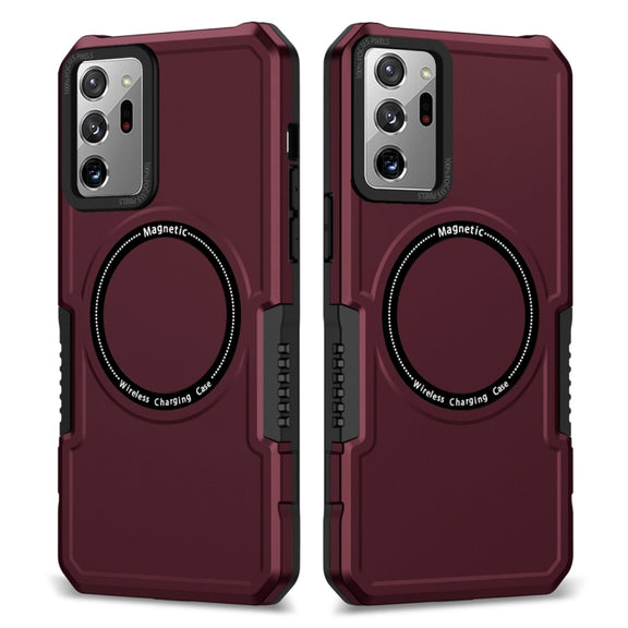 For Samsung Galaxy Note20 Ultra MagSafe Shockproof Armor Phone Case(Wine Red)