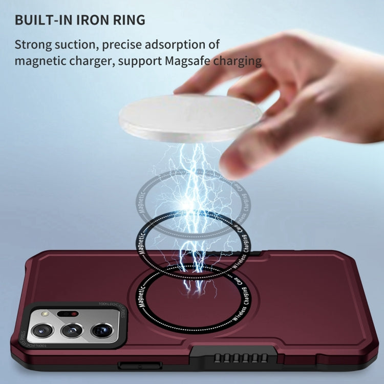 For Samsung Galaxy Note20 Ultra MagSafe Shockproof Armor Phone Case(Wine Red)