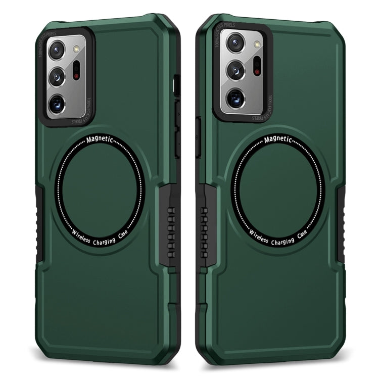 For Samsung Galaxy Note20 Ultra MagSafe Shockproof Armor Phone Case(Dark Green)