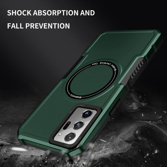For Samsung Galaxy Note20 Ultra MagSafe Shockproof Armor Phone Case(Dark Green)