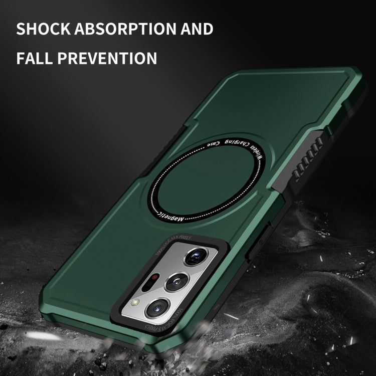 For Samsung Galaxy Note20 Ultra MagSafe Shockproof Armor Phone Case(Dark Green)