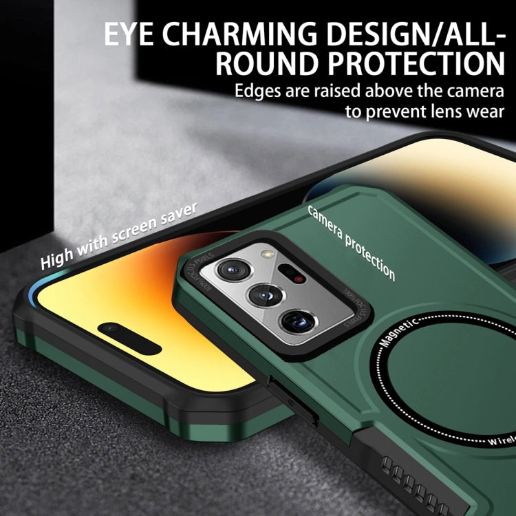 For Samsung Galaxy Note20 Ultra MagSafe Shockproof Armor Phone Case(Dark Green)