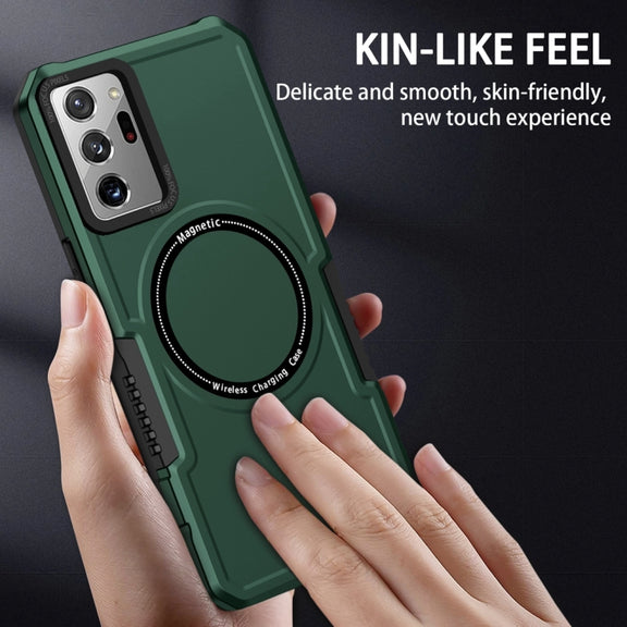 For Samsung Galaxy Note20 Ultra MagSafe Shockproof Armor Phone Case(Dark Green)