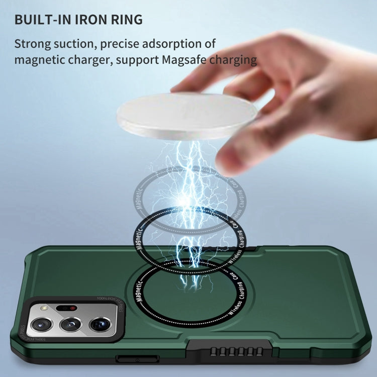 For Samsung Galaxy Note20 Ultra MagSafe Shockproof Armor Phone Case(Dark Green)