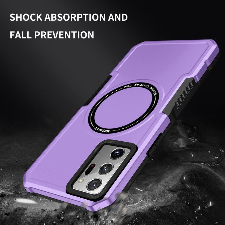 For Samsung Galaxy Note20 Ultra MagSafe Shockproof Armor Phone Case(Purple)