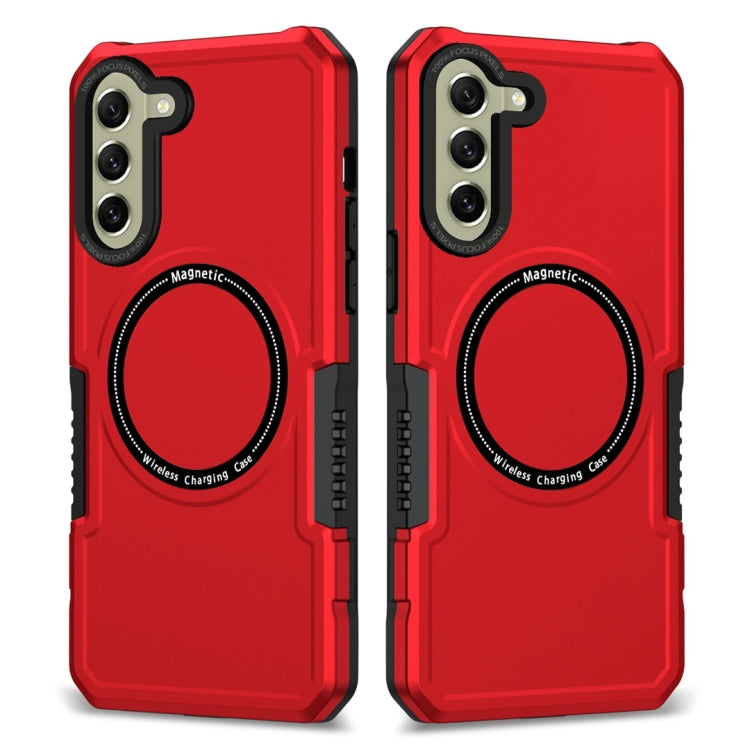 For Samsung Galaxy S21 FE 5G MagSafe Shockproof Armor Phone Case(Red)