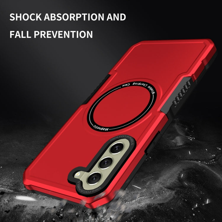 For Samsung Galaxy S21 FE 5G MagSafe Shockproof Armor Phone Case(Red)