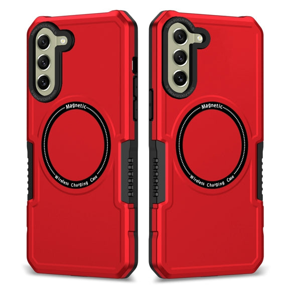 For Samsung Galaxy S21 FE 5G MagSafe Shockproof Armor Phone Case(Red)