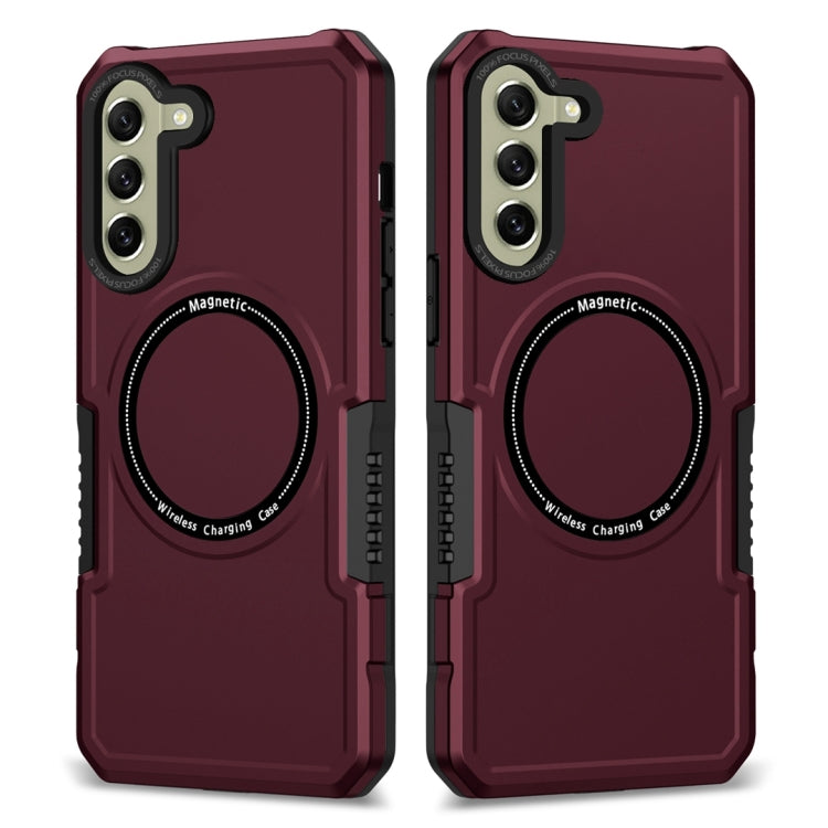 For Samsung Galaxy S21 FE 5G MagSafe Shockproof Armor Phone Case(Wine Red)