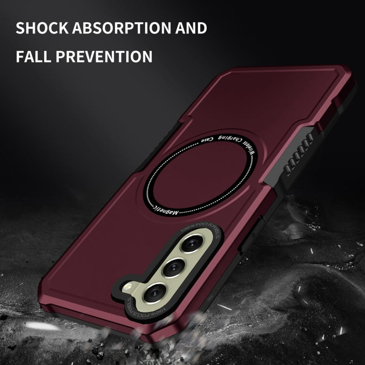 For Samsung Galaxy S21 FE 5G MagSafe Shockproof Armor Phone Case(Wine Red)