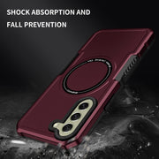For Samsung Galaxy S21 FE 5G MagSafe Shockproof Armor Phone Case(Wine Red)
