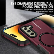 For Samsung Galaxy S21 FE 5G MagSafe Shockproof Armor Phone Case(Wine Red)