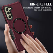 For Samsung Galaxy S21 FE 5G MagSafe Shockproof Armor Phone Case(Wine Red)
