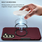 For Samsung Galaxy S21 FE 5G MagSafe Shockproof Armor Phone Case(Wine Red)
