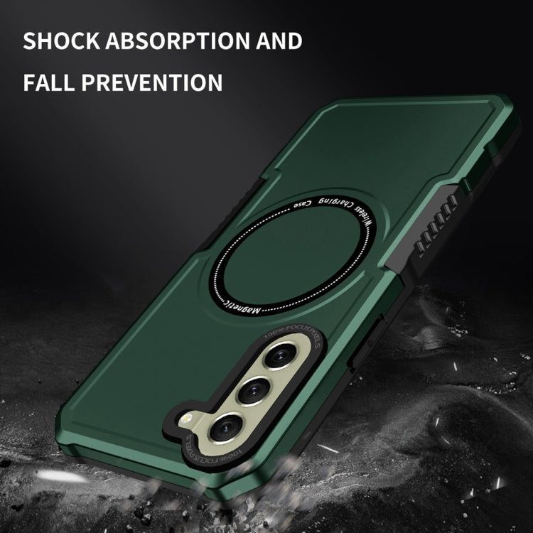 For Samsung Galaxy S21 FE 5G MagSafe Shockproof Armor Phone Case(Dark Green)