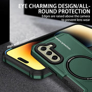 For Samsung Galaxy S21 FE 5G MagSafe Shockproof Armor Phone Case(Dark Green)