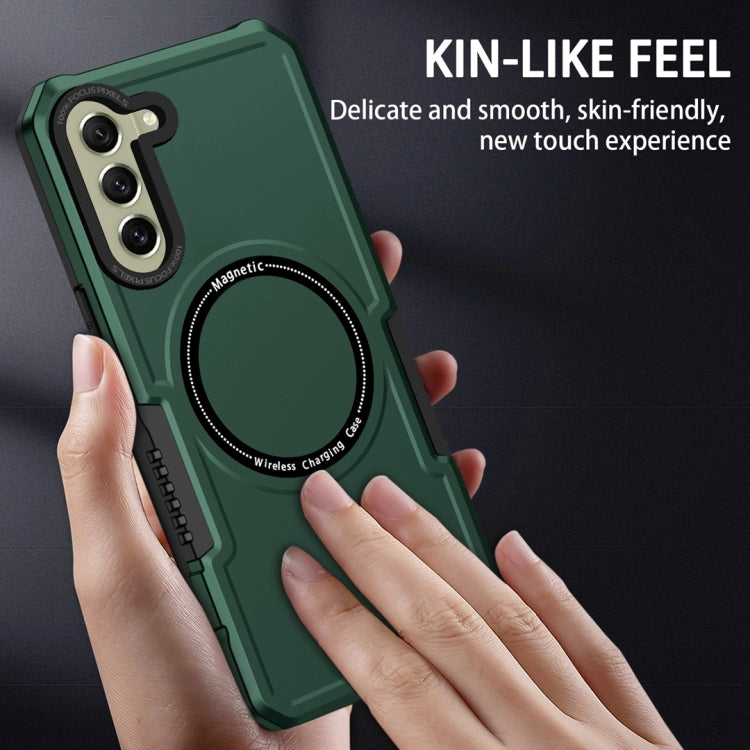 For Samsung Galaxy S21 FE 5G MagSafe Shockproof Armor Phone Case(Dark Green)