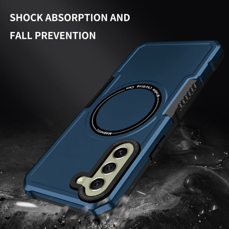 For Samsung Galaxy S21 FE 5G MagSafe Shockproof Armor Phone Case(Dark Blue)