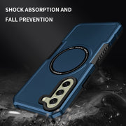 For Samsung Galaxy S21 FE 5G MagSafe Shockproof Armor Phone Case(Dark Blue)