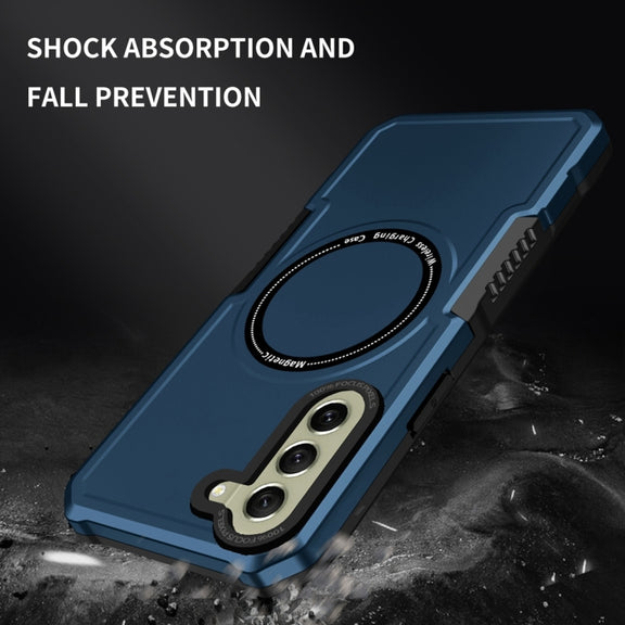 For Samsung Galaxy S21 FE 5G MagSafe Shockproof Armor Phone Case(Dark Blue)