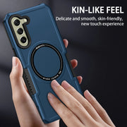 For Samsung Galaxy S21 FE 5G MagSafe Shockproof Armor Phone Case(Dark Blue)