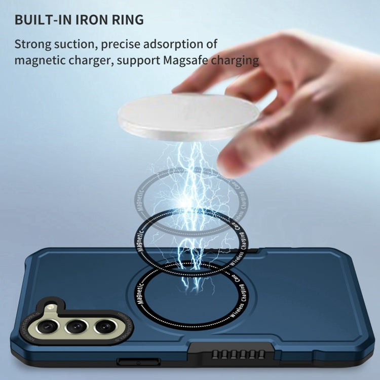 For Samsung Galaxy S21 FE 5G MagSafe Shockproof Armor Phone Case(Dark Blue)