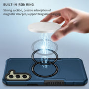 For Samsung Galaxy S21 FE 5G MagSafe Shockproof Armor Phone Case(Dark Blue)
