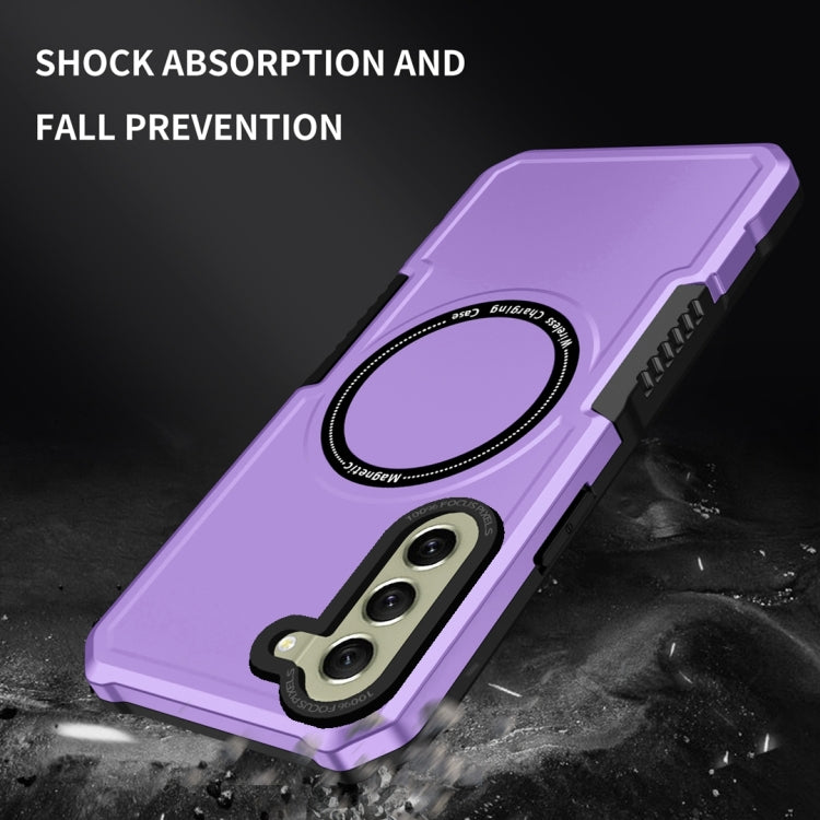 For Samsung Galaxy S21 FE 5G MagSafe Shockproof Armor Phone Case(Purple)