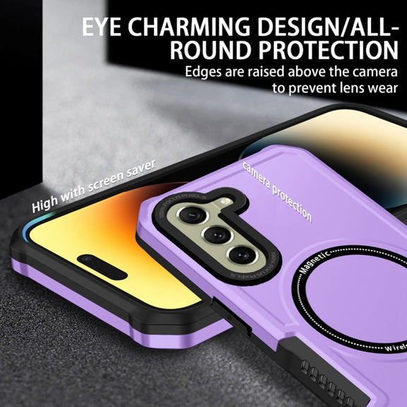 For Samsung Galaxy S21 FE 5G MagSafe Shockproof Armor Phone Case(Purple)