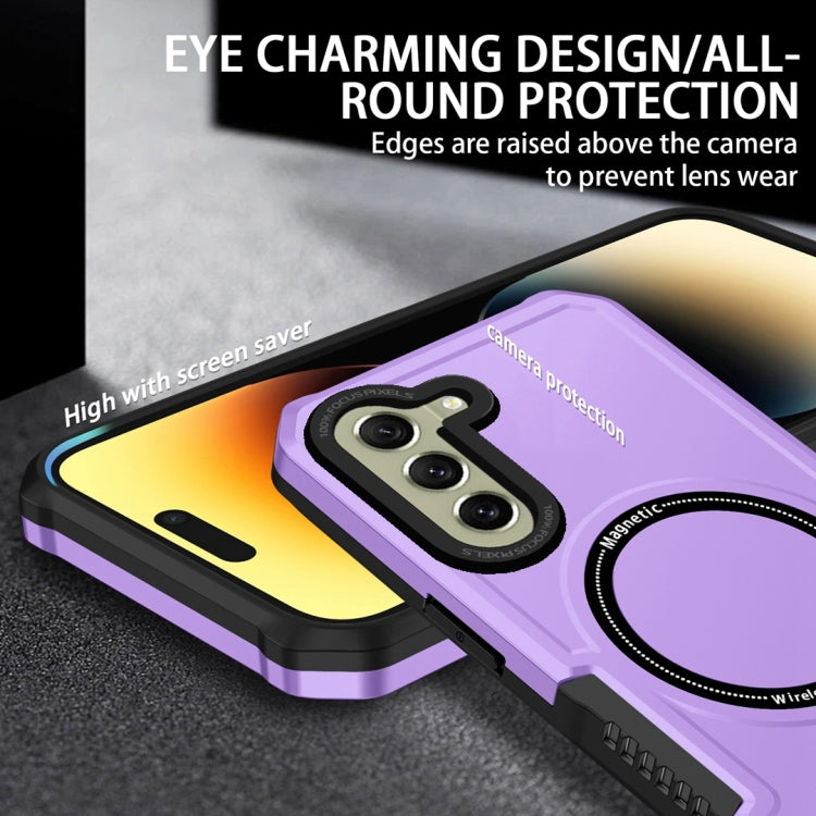 For Samsung Galaxy S21 FE 5G MagSafe Shockproof Armor Phone Case(Purple)