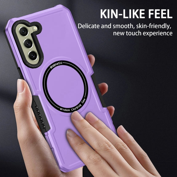 For Samsung Galaxy S21 FE 5G MagSafe Shockproof Armor Phone Case(Purple)