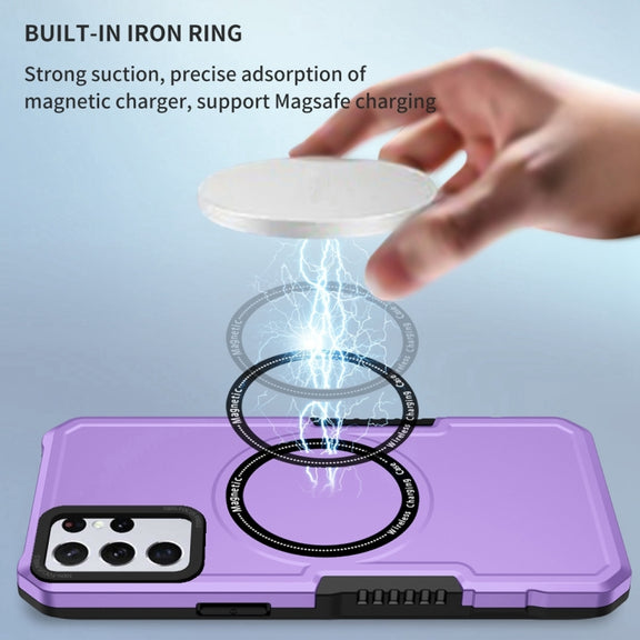 For Samsung Galaxy S23+ 5G MagSafe Shockproof Armor Phone Case(Purple)