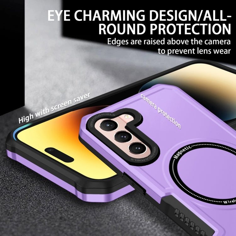 For Samsung Galaxy S21 5G MagSafe Shockproof Armor Phone Case(Purple)