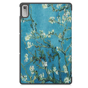For Lenovo Tab P11 Gen 2 Custer Painted 3-Fold Holder Leather Smart Tablet Case(Apricot Blossom)