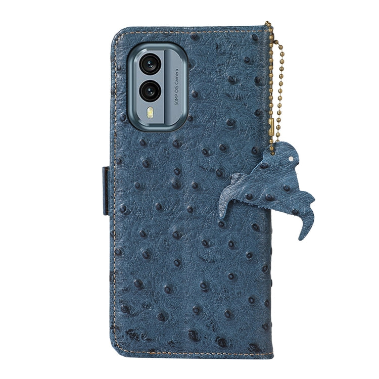 For Nokia X30 5G Ostrich Pattern Genuine Leather RFID Phone Case(Blue)